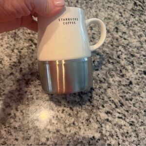 Starbucks White and Silver Mug